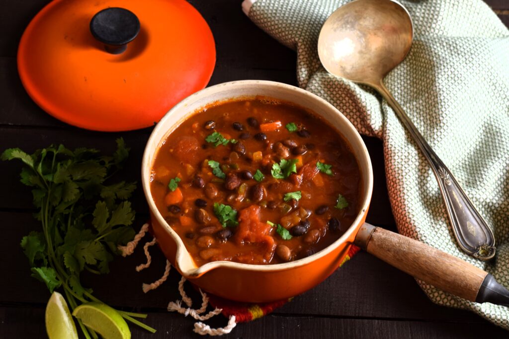 vegan gluten free chili in pot